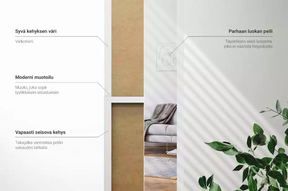 Espejo de pie en marco blanco