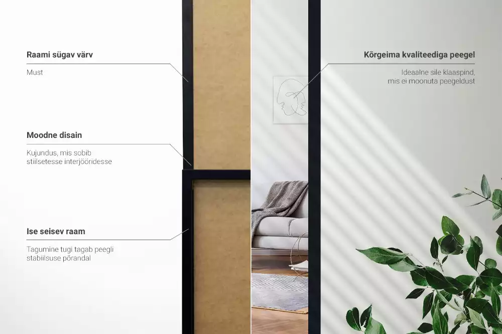 Espejo de pie en marco negro