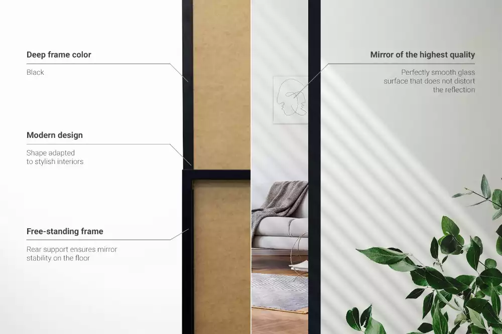 Espejo de pie en marco negro
