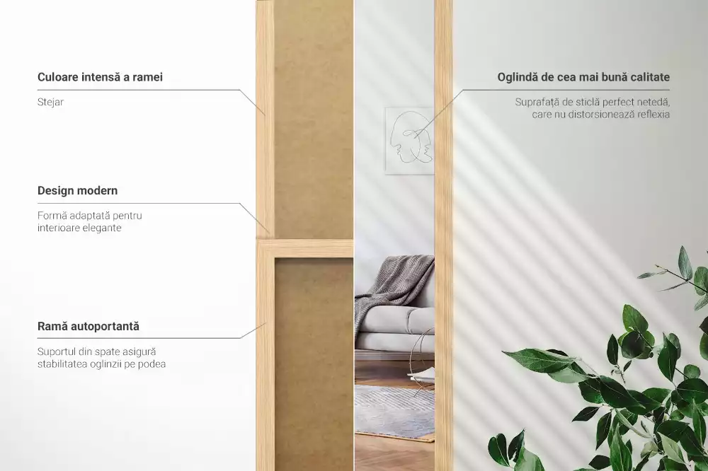 Espejo de pie en marco color roble