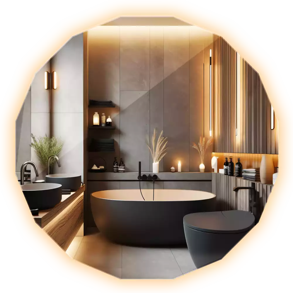 Espejo poligonal con iluminación LED