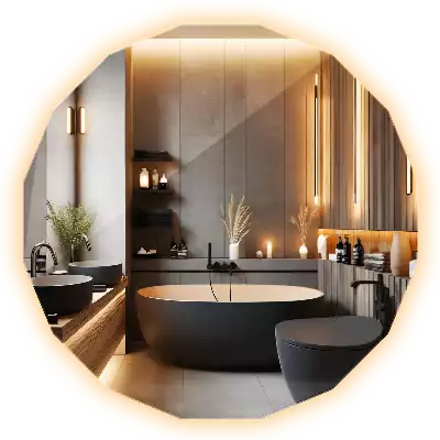 Espejo poligonal con iluminación LED