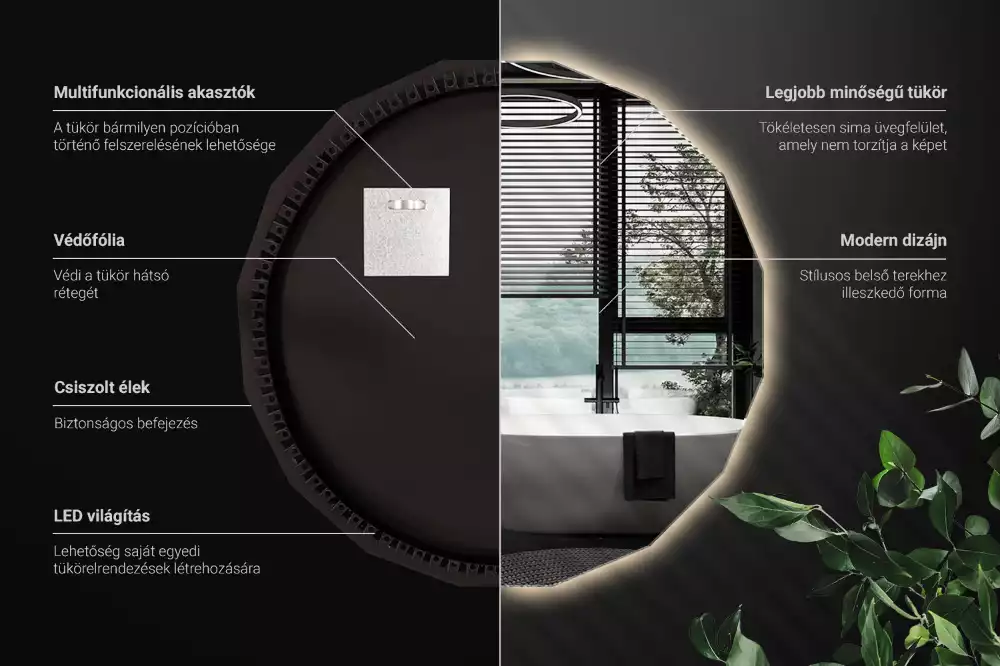 Espejo poligonal con iluminación LED