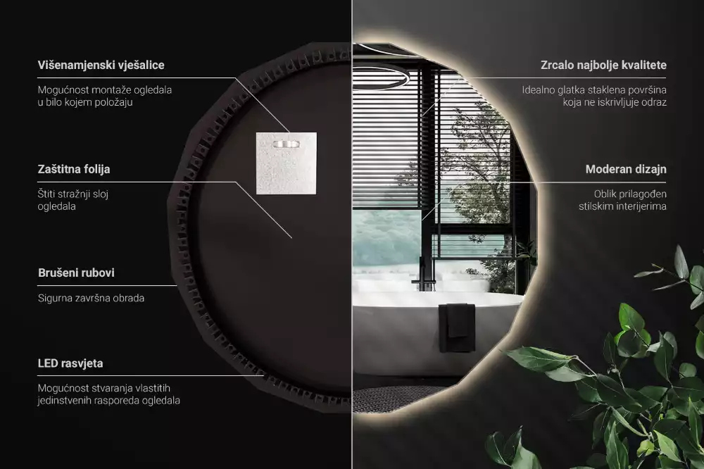 Espejo poligonal con iluminación LED