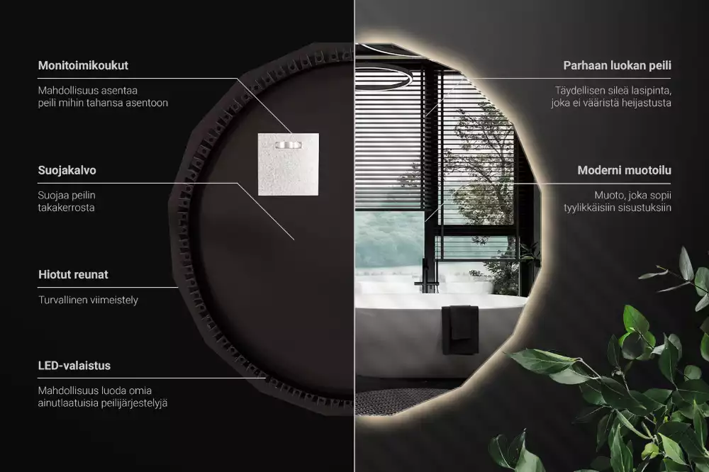 Espejo poligonal con iluminación LED