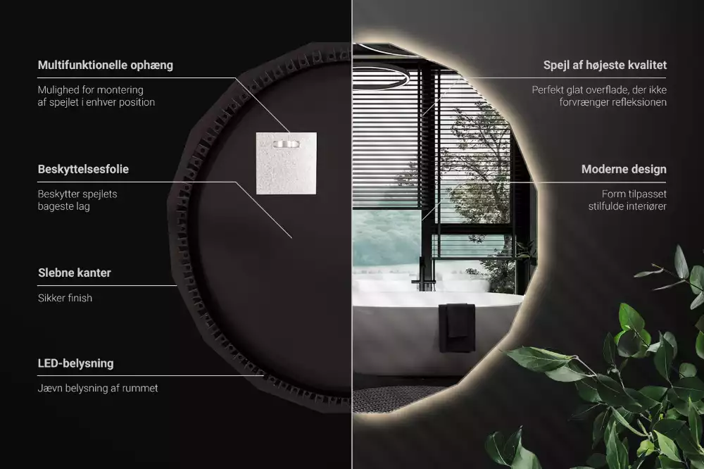 Espejo poligonal con iluminación LED