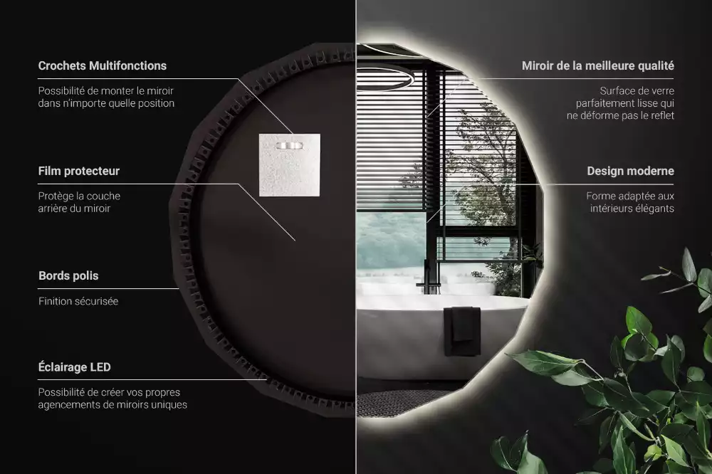 Espejo poligonal con iluminación LED