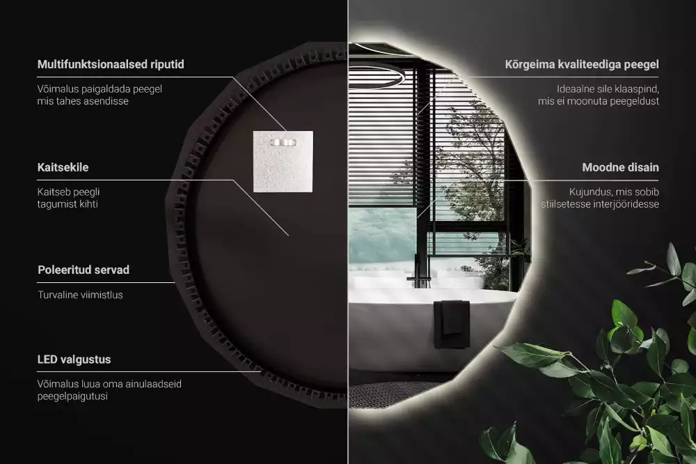 Espejo poligonal con iluminación LED