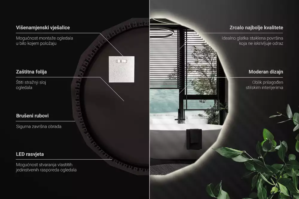 Espejo poligonal con iluminación LED