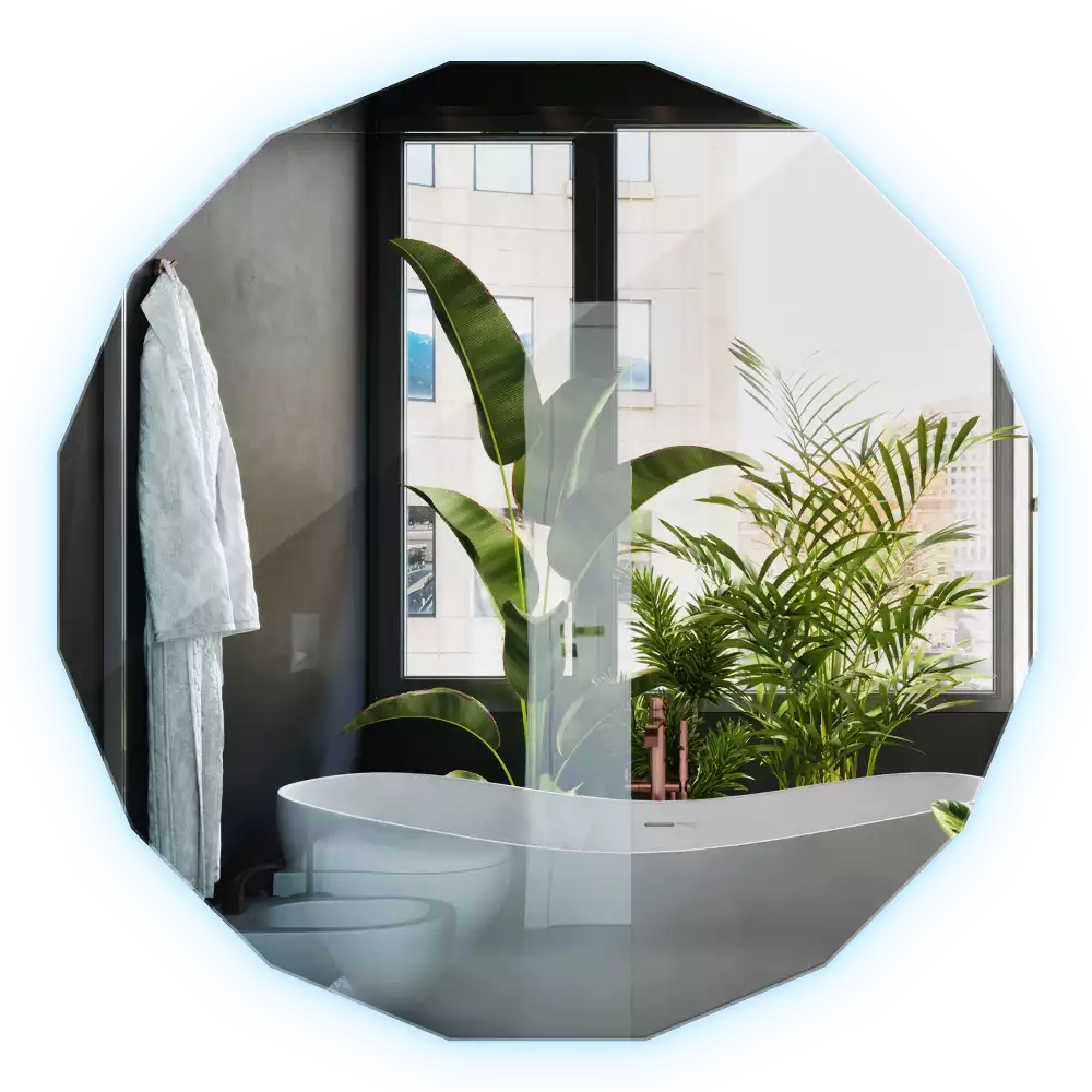 Espejo poligonal con iluminación LED