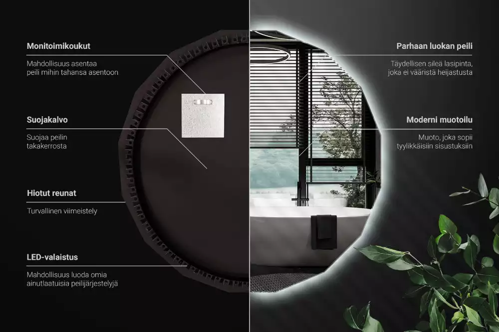 Espejo poligonal con iluminación LED