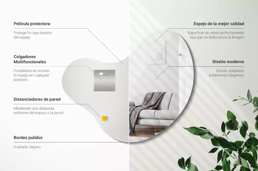 Espejo organico sin marco colgante