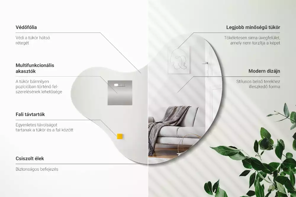 Espejo organico sin marco colgante