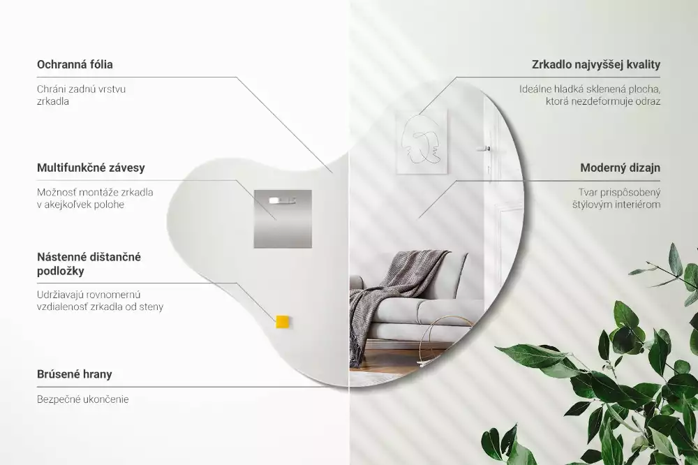 Espejo organico sin marco colgante