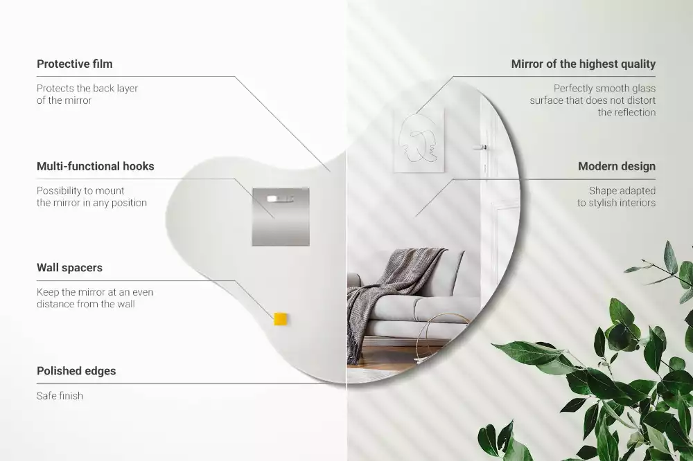 Espejo organico sin marco colgante