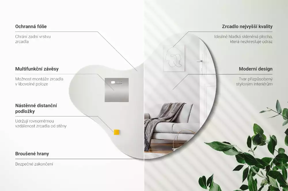 Espejo organico sin marco colgante