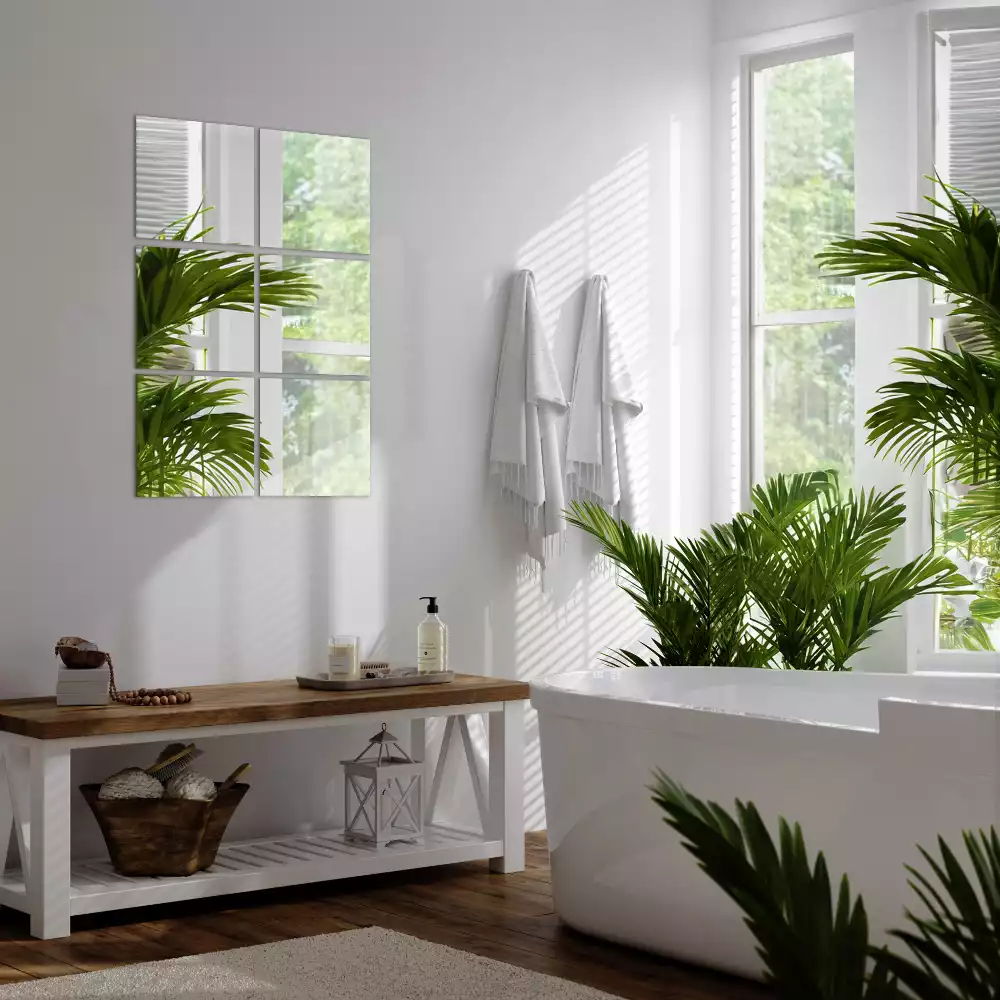 Baldosas de espejo autoadhesivas cuadrado decorativo