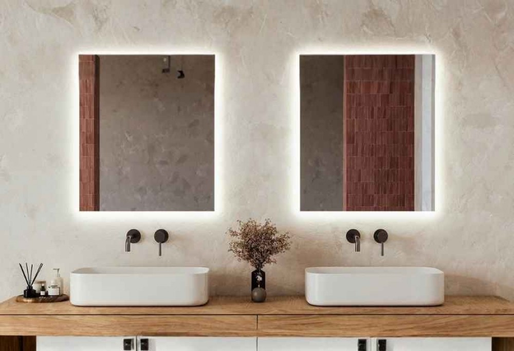 dos espejos en el baño