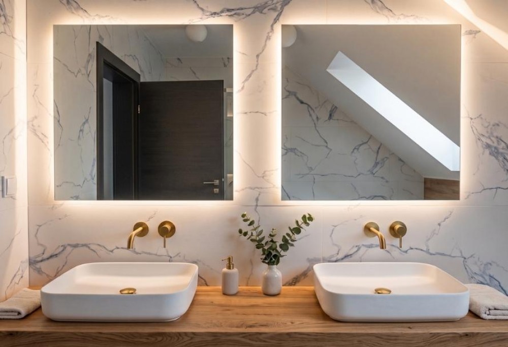 ¿Qué espejo para un baño con dos lavabos?